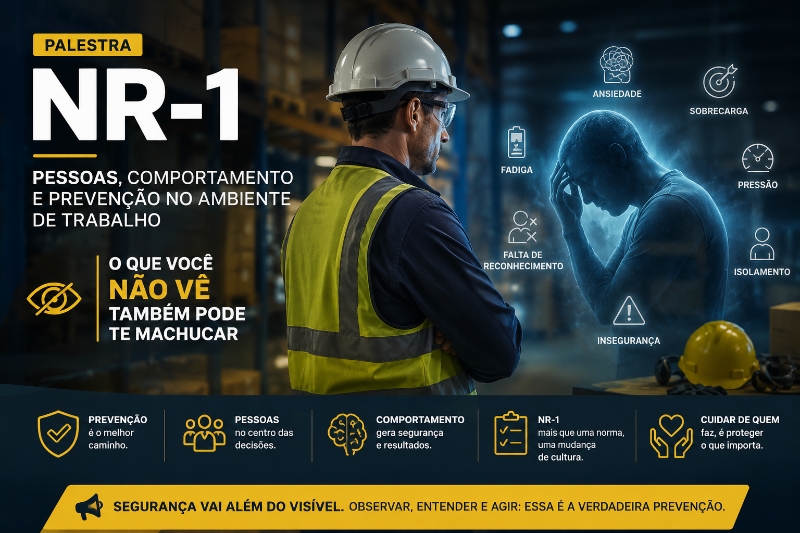 Palestra NR-1: Pessoas, comportamento e prevenção no ambiente de trabalho — O QUE VOCÊ NÃO VÊ TAMBÉM PODE TE MACHUCAR — CWBOTAS Treinamentos